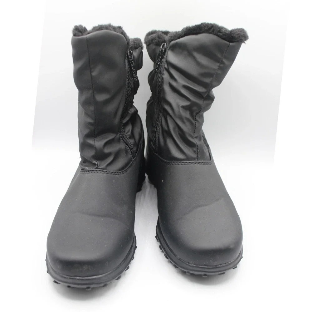 Totes Rikki W Womens Black Winter Boots Faux Fur Lined Side Zip Size 10W